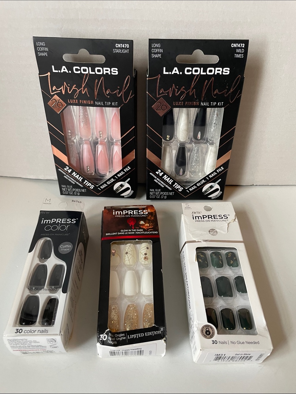 L.A. Colors ,Impress Color 5 pc bundle Lavish Nails Press-On Nail Kits